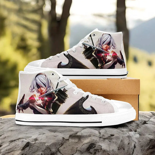 2B NieR Automata Custom High Top Sneakers Shoes