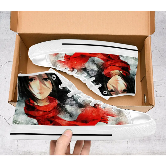 Anime Manga Attack on titan Beauty Mikasa Custom High Top Sneakers Shoes