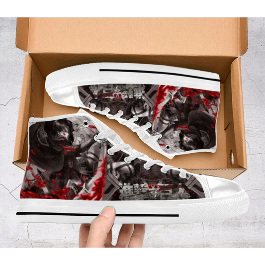 Anime Manga Attack On Titan Levi Ackerman Custom High Top Sneakers Shoes