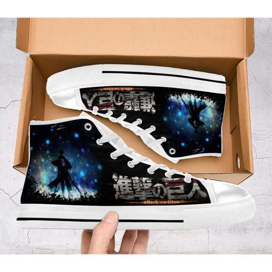 Anime Manga Attack On Titan Levi Ackerman Custom High Top Sneakers Shoes