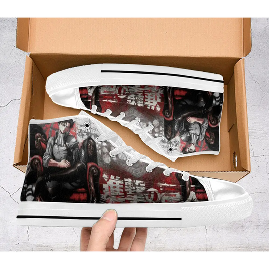 Anime Manga Attack On Titan Levi Ackerman Custom High Top Sneakers Shoes