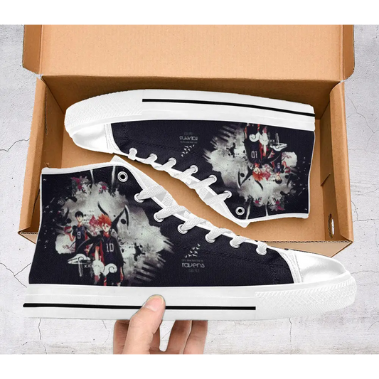 Haikyuu Hinata Fly High Raven Anime Shoes High Top Sneakers