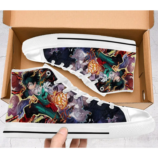 My Hero Academia Deku One For All Shoes High Top Sneakers for Kids and Adults