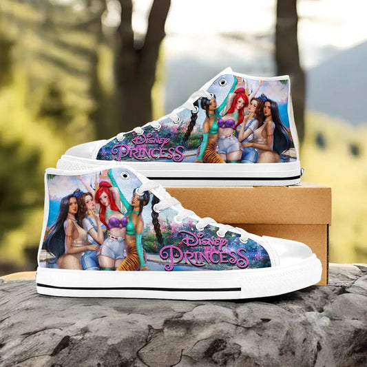 Pocahontas Belle Princesses Little Mermaid Jasmine Custom High Top Sneakers Shoes