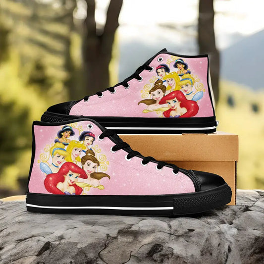 Princess Jasmine Alice Bambi Ariel Cinderella Aurora Jasmine Belle Custom High Top Sneakers Shoes