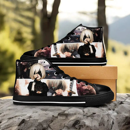 2B NieR Automata Custom High Top Sneakers Shoes