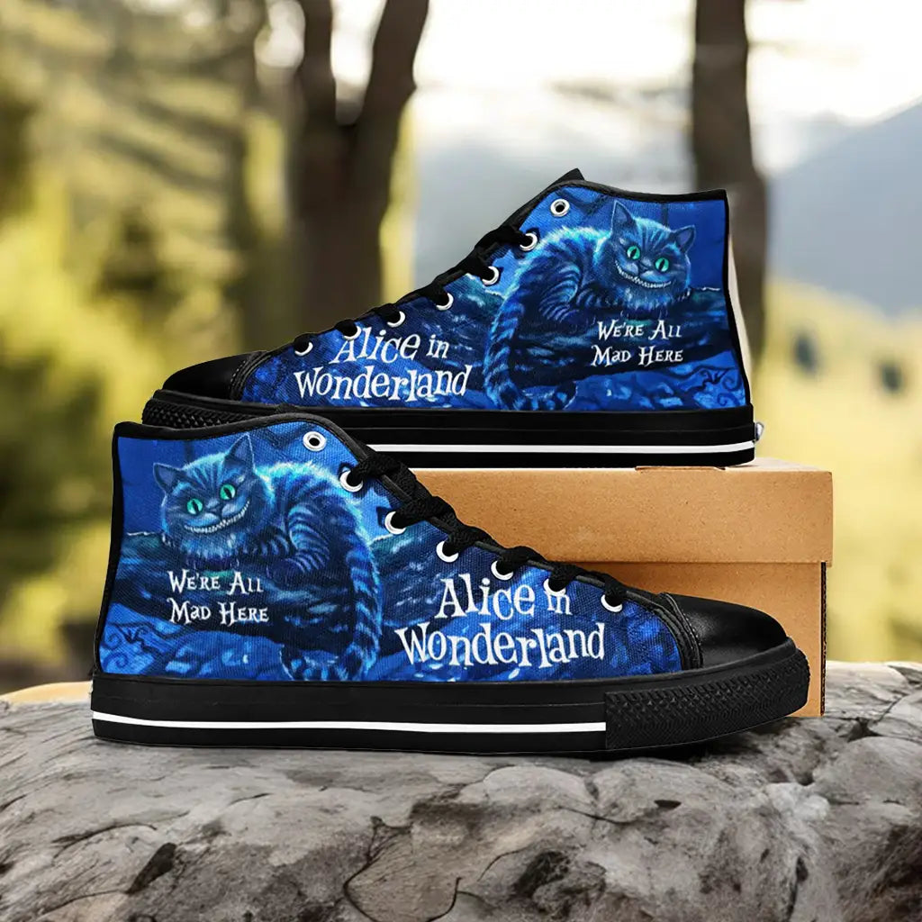 Alice in Wonderland Cheshire Cat Custom High Top Sneakers Shoes