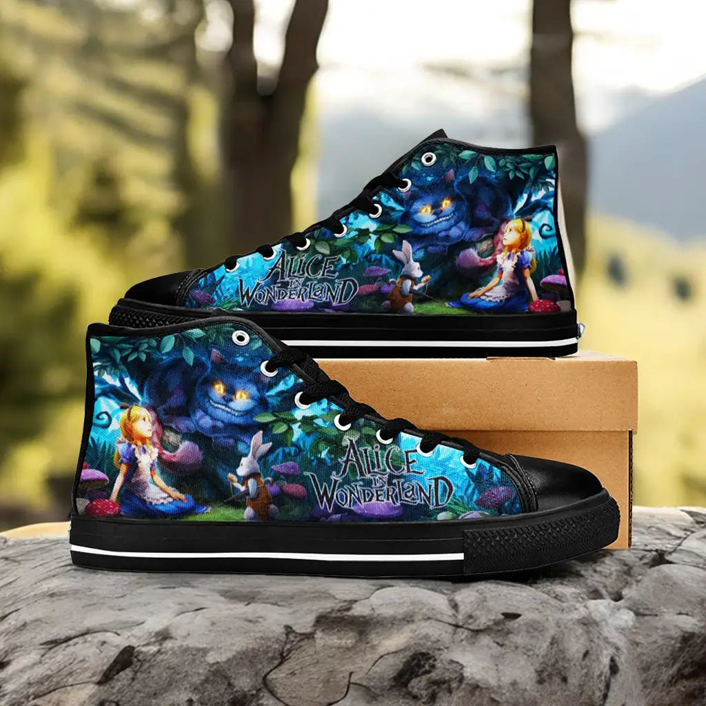 Alice in Wonderland Cheshire Cat Custom High Top Sneakers Shoes