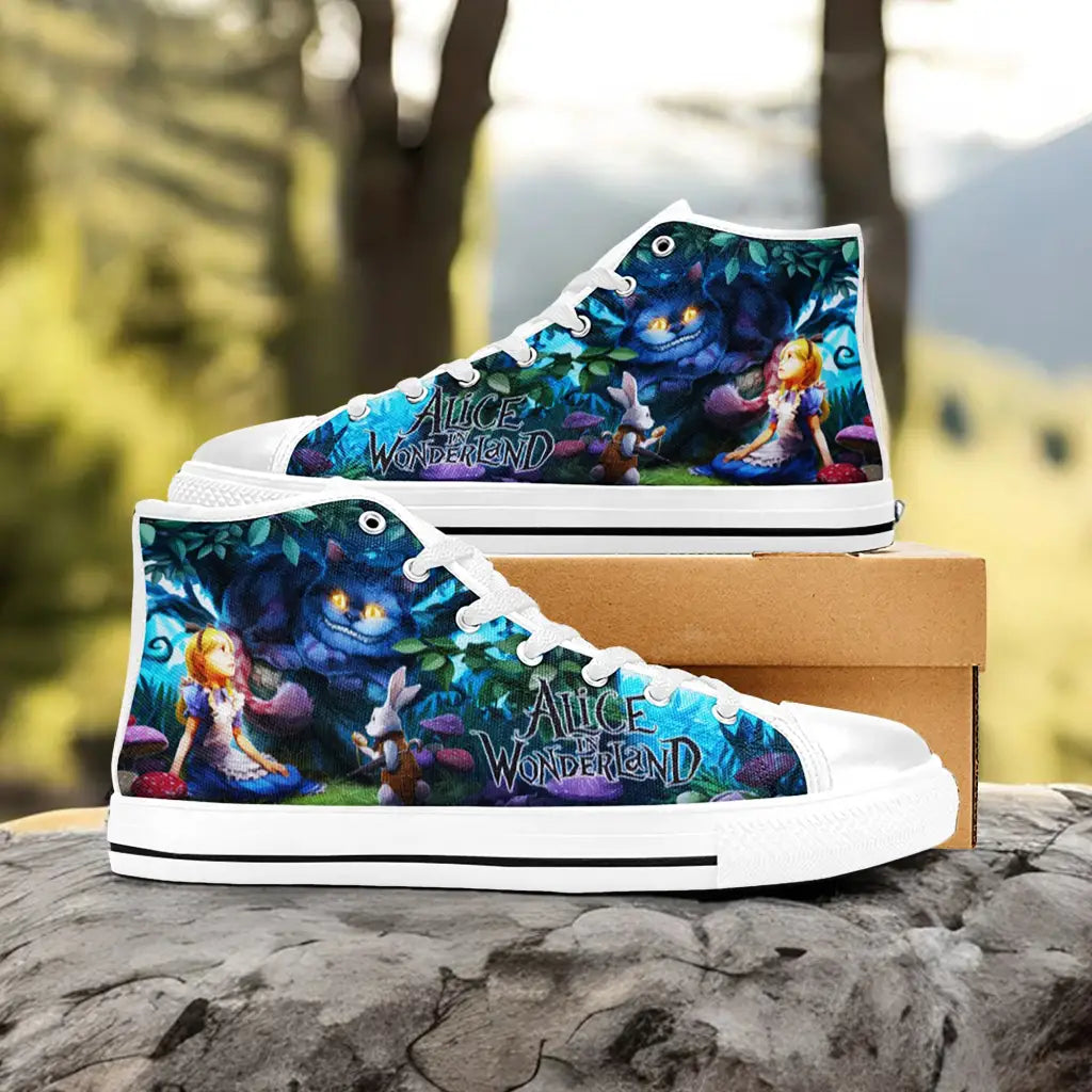 Alice in Wonderland Cheshire Cat Custom High Top Sneakers Shoes