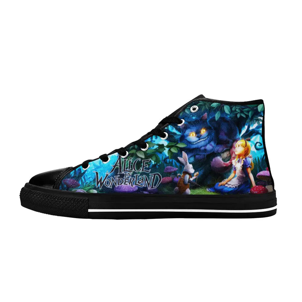 Alice in Wonderland Cheshire Cat Custom High Top Sneakers Shoes