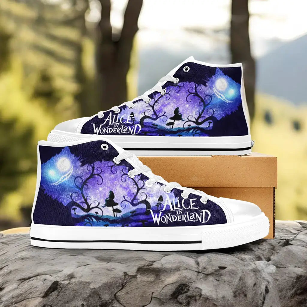 Alice in Wonderland Cheshire Cat Custom High Top Sneakers Shoes