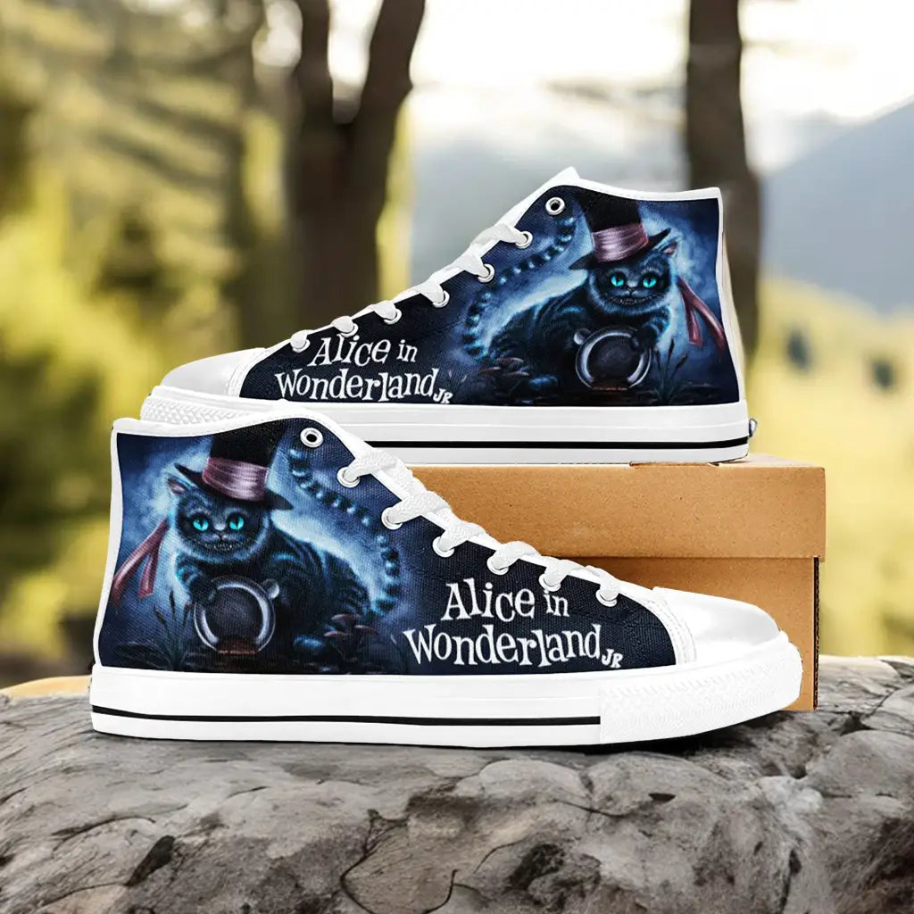 Alice in Wonderland Cheshire Cat Custom High Top Sneakers Shoes