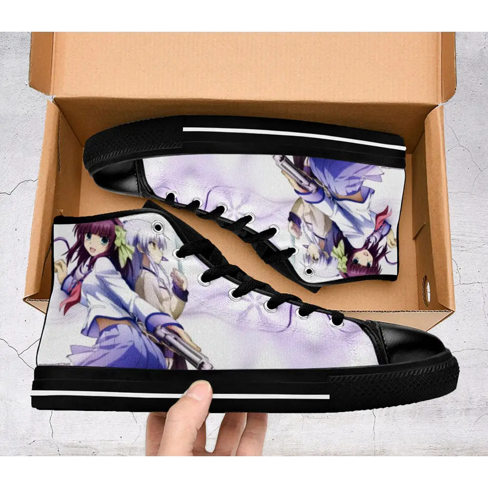 Anime Manga Angel Beats Kanade Tachibana and Yuri Nakamura Custom High Top Sneakers Shoes