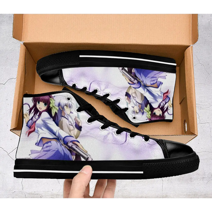 Anime Manga Angel Beats Kanade Tachibana and Yuri Nakamura Custom High Top Sneakers Shoes