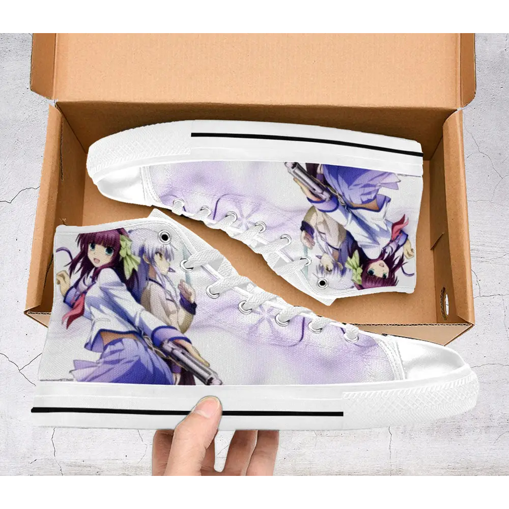 Anime Manga Angel Beats Kanade Tachibana and Yuri Nakamura Custom High Top Sneakers Shoes