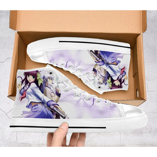 Anime Manga Angel Beats Kanade Tachibana and Yuri Nakamura Custom High Top Sneakers Shoes