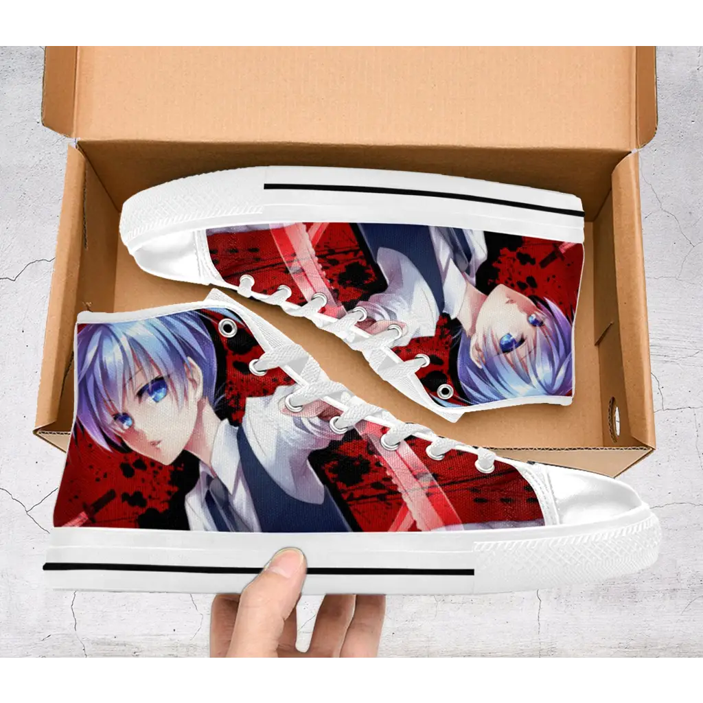 Anime Manga Assassination Classroom Menma High Top Sneakers Shoes Blue Eyes Nagisa Shiota