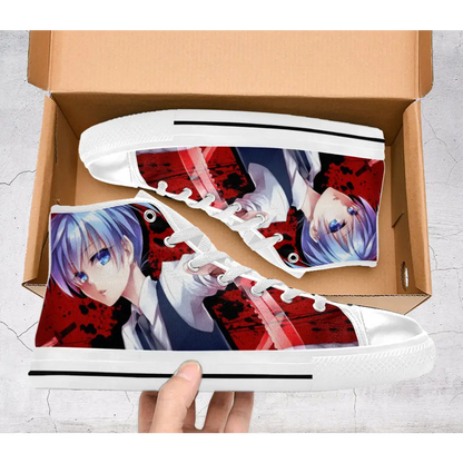 Anime Manga Assassination Classroom Menma High Top Sneakers Shoes Blue Eyes Nagisa Shiota