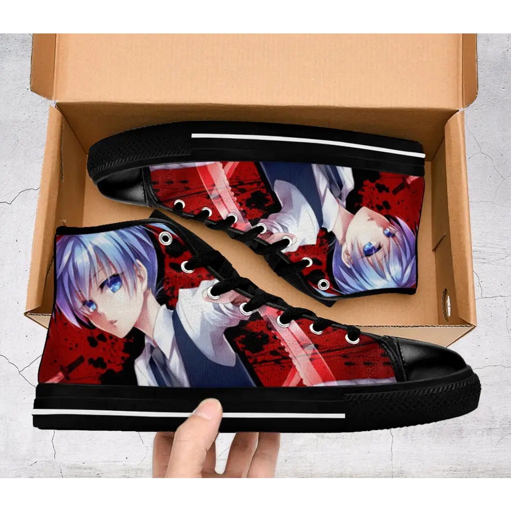 Anime Manga Assassination Classroom Menma High Top Sneakers Shoes Blue Eyes Nagisa Shiota