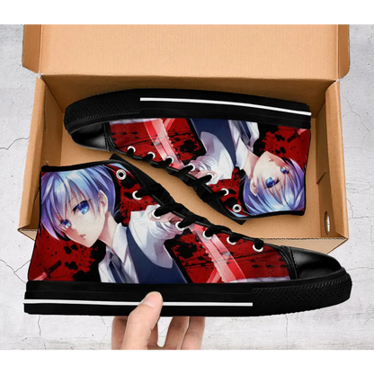 Anime Manga Assassination Classroom Menma High Top Sneakers Shoes Blue Eyes Nagisa Shiota