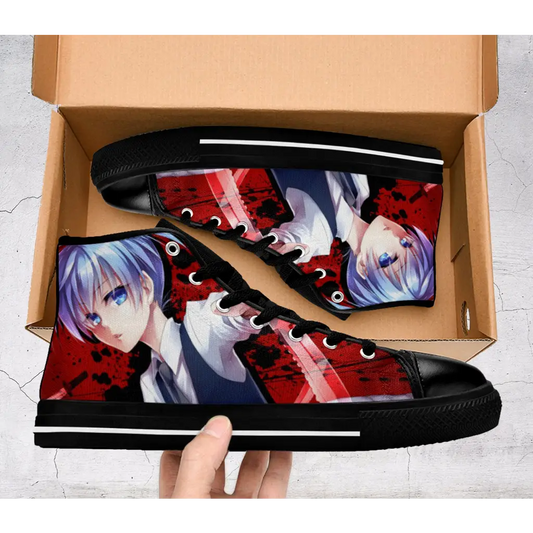 Anime Manga Assassination Classroom Menma High Top Sneakers Shoes Blue Eyes Nagisa Shiota