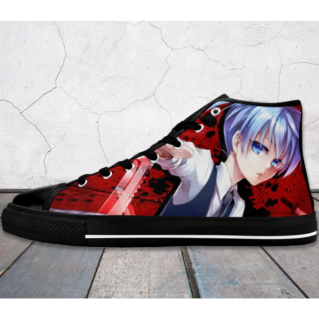 Anime Manga Assassination Classroom Menma High Top Sneakers Shoes Blue Eyes Nagisa Shiota