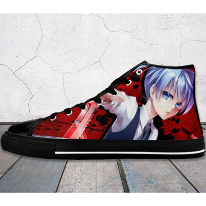 Anime Manga Assassination Classroom Menma High Top Sneakers Shoes Blue Eyes Nagisa Shiota