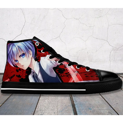 Anime Manga Assassination Classroom Menma High Top Sneakers Shoes Blue Eyes Nagisa Shiota