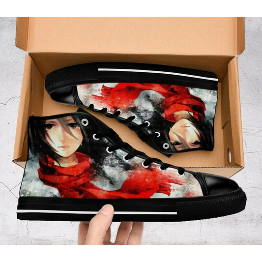 Anime Manga Attack on titan Beauty Mikasa Custom High Top Sneakers Shoes