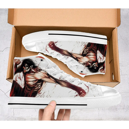 Anime Manga Attack On Titan Eren Jaeger Custom High Top Sneakers Shoes