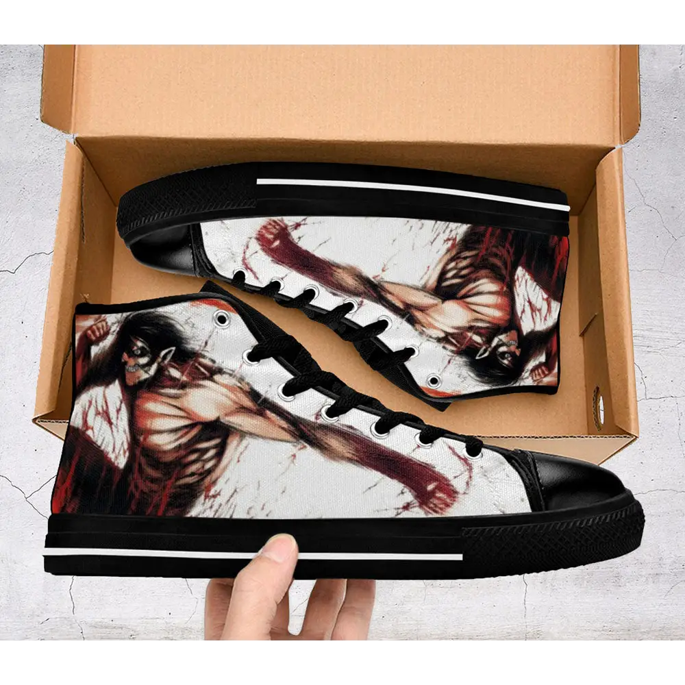 Anime Manga Attack On Titan Eren Jaeger Custom High Top Sneakers Shoes