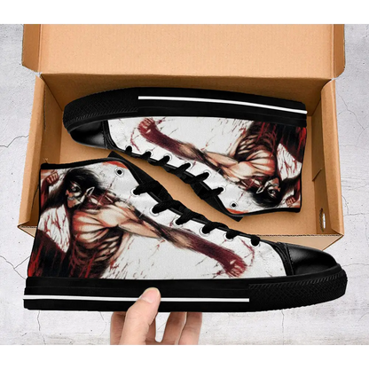 Anime Manga Attack On Titan Eren Jaeger Custom High Top Sneakers Shoes