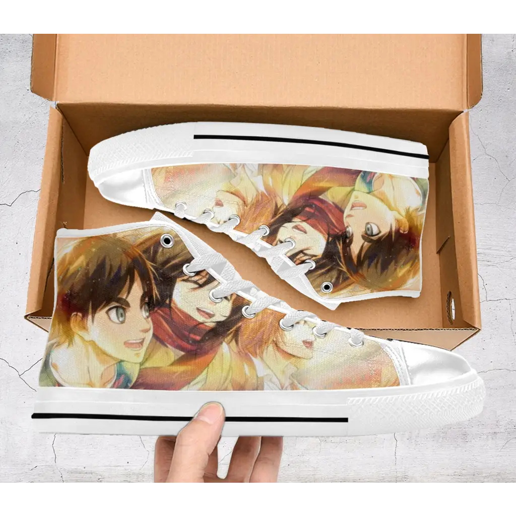 Anime Manga Attack On Titan Eren Mikasa Armin Custom High Top Sneakers Shoes