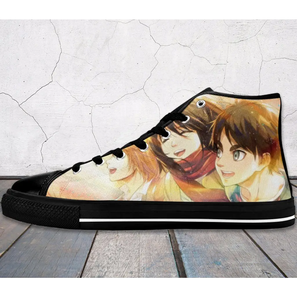 Anime Manga Attack On Titan Eren Mikasa Armin Custom High Top Sneakers Shoes