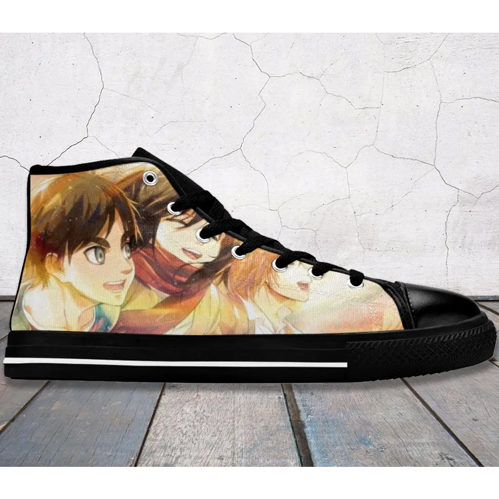 Anime Manga Attack On Titan Eren Mikasa Armin Custom High Top Sneakers Shoes