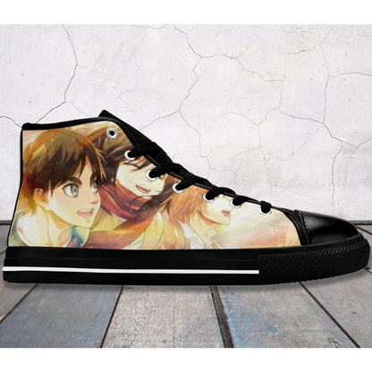 Anime Manga Attack On Titan Eren Mikasa Armin Custom High Top Sneakers Shoes