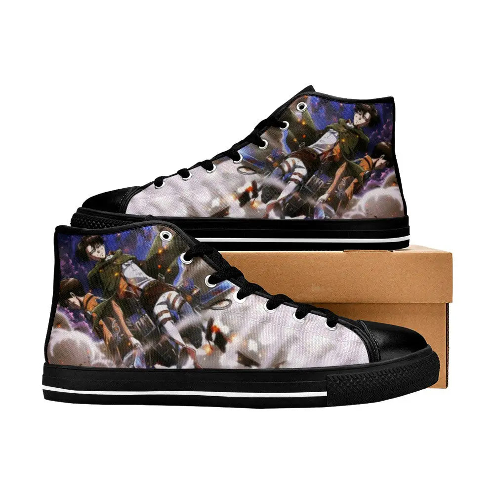 Anime Manga Attack On Titan Levi Ackerman Eren Custom High Top Sneakers Shoes