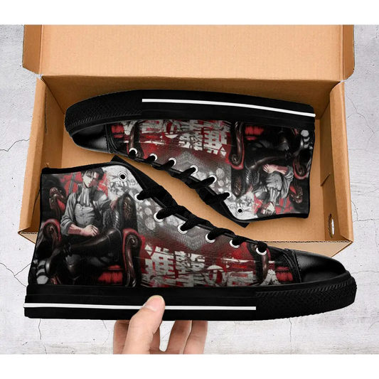 Anime Manga Attack On Titan Levi Ackerman Custom High Top Sneakers Shoes