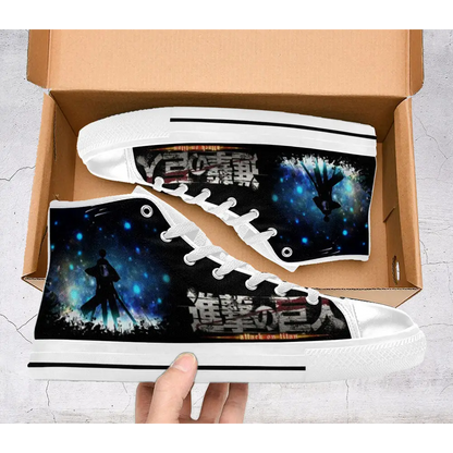 Anime Manga Attack On Titan Levi Ackerman Custom High Top Sneakers Shoes