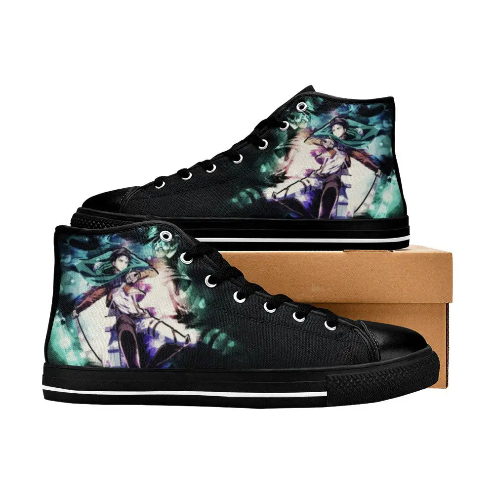 Anime Manga Attack On Titan Levi Ackerman Custom High Top Sneakers Shoes