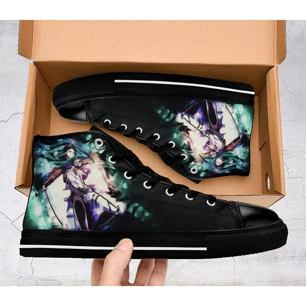 Anime Manga Attack On Titan Levi Ackerman Custom High Top Sneakers Shoes