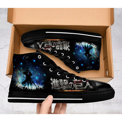 Anime Manga Attack On Titan Levi Ackerman Custom High Top Sneakers Shoes