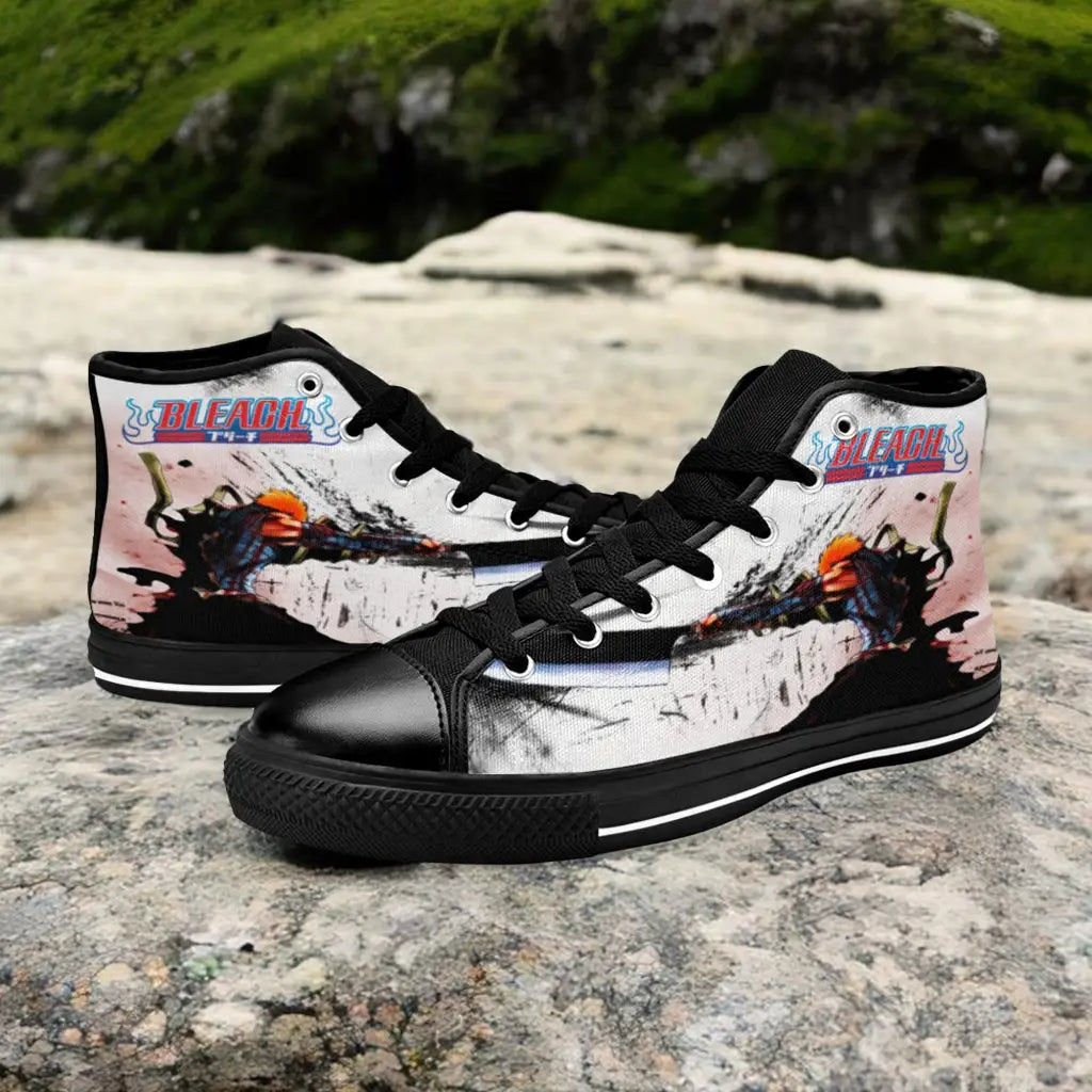 Bleach Ichigo Kurosaki Bankai Custom High Top Sneakers Shoes