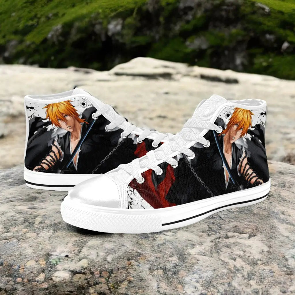 Bleach Ichigo Kurosaki Bankai Custom High Top Sneakers Shoes