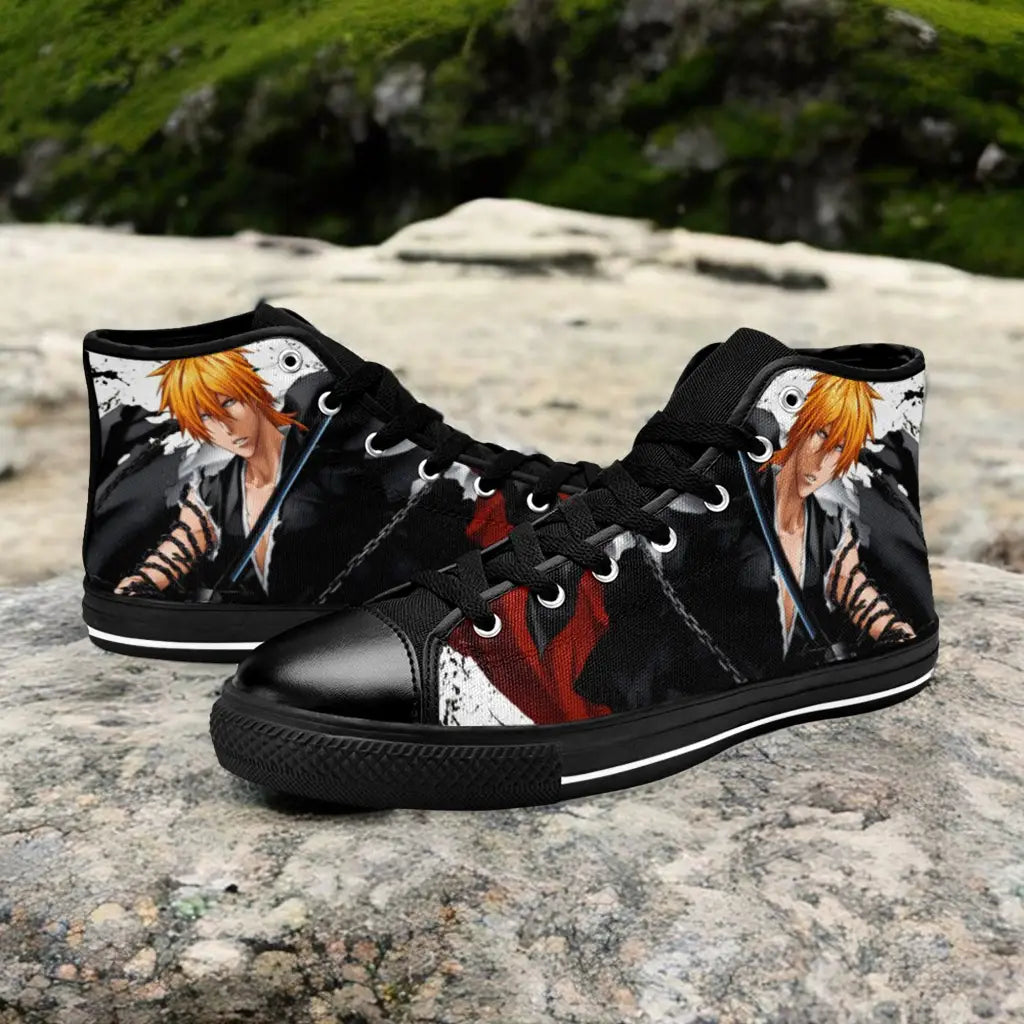 Bleach Ichigo Kurosaki Bankai Custom High Top Sneakers Shoes