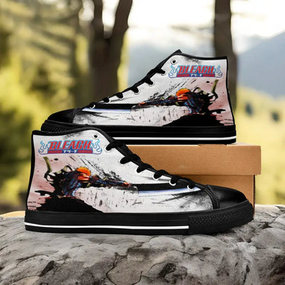 Bleach Ichigo Kurosaki Bankai Custom High Top Sneakers Shoes