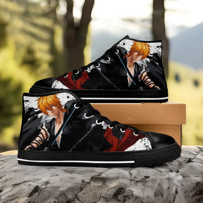 Bleach Ichigo Kurosaki Bankai Custom High Top Sneakers Shoes