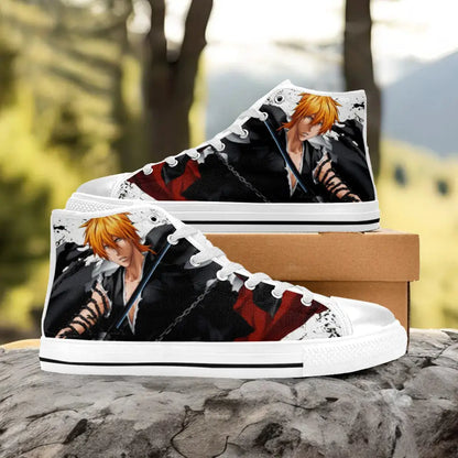 Bleach Ichigo Kurosaki Bankai Custom High Top Sneakers Shoes