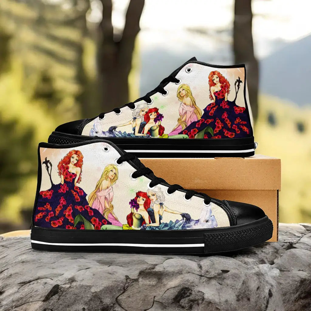 Brave Elsa Ariel Rapunzel Princess Merida Custom High Top Sneakers Shoes