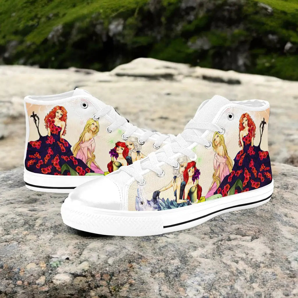 Brave Elsa Ariel Rapunzel Princess Merida Custom High Top Sneakers Shoes